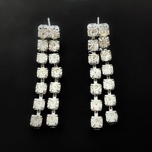 ✨Stunning VTG Custom Long Rhinestones Earrings